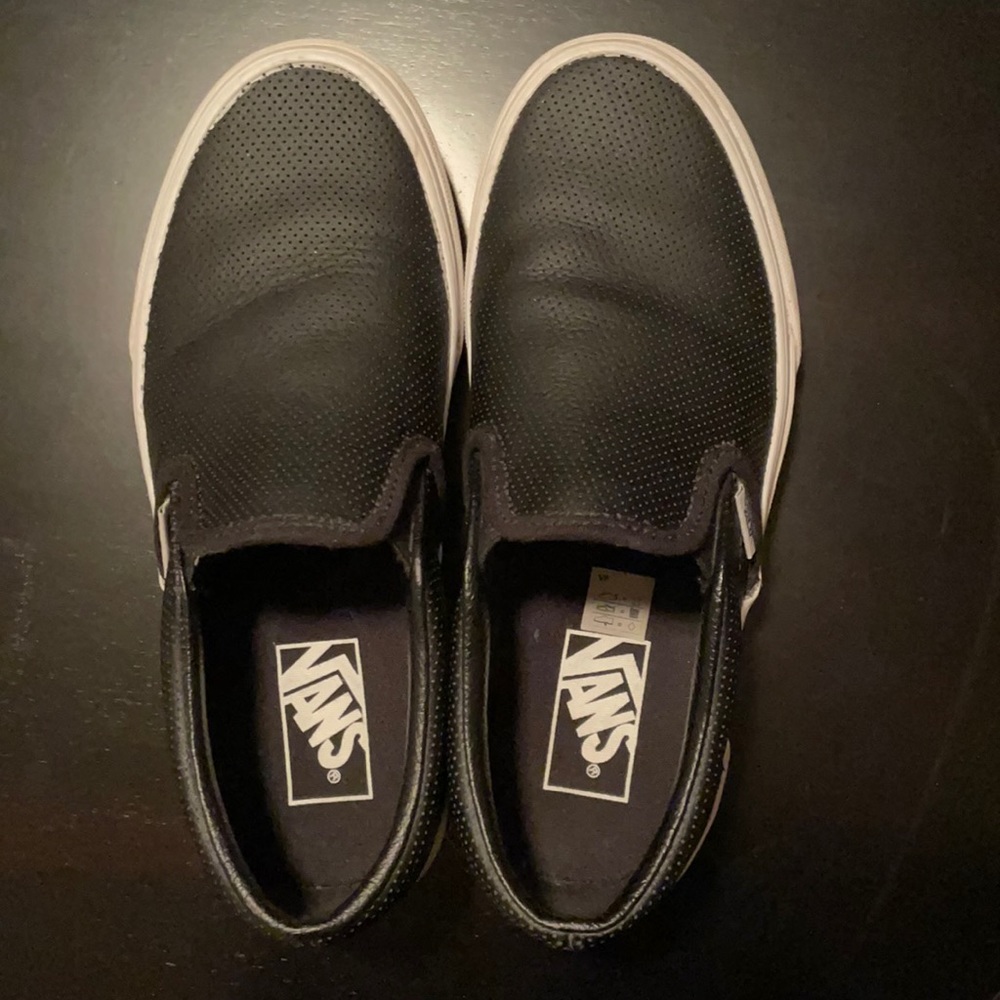 Vans Women’s black Perforated LEATHER SLIP-ON
